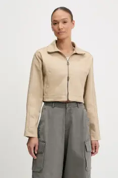 adidas Originals geaca jeans Firebird culoarea bej, de tranzitie, JX7600 imagine