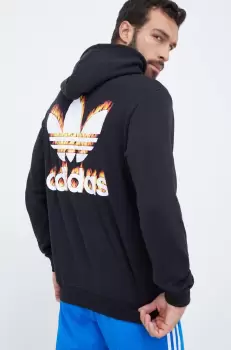 adidas Originals hanorac de bumbac barbati, culoarea negru, cu gluga, cu imprimeu imagine