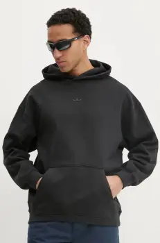 adidas Originals hanorac de bumbac Essential barbati, culoarea negru, cu gluga, uni, JC9572 imagine