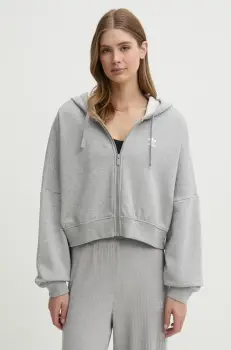 adidas Originals hanorac de bumbac Essential femei, culoarea gri, cu gluga, melanj, JN7844 imagine