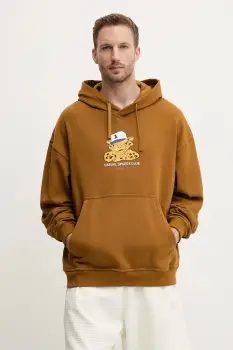 adidas Originals hanorac de bumbac Graphic Lo Hd culoarea maro, cu gluga, cu imprimeu, JW0167 imagine