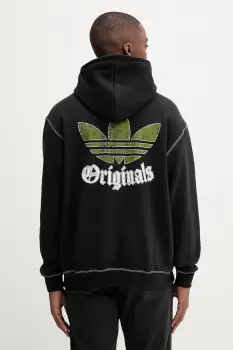 adidas Originals hanorac de bumbac Grfx Hoodie culoarea negru, cu gluga, uni, JY2730 imagine