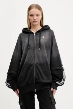 adidas Originals hanorac de bumbac Oversized Hoodie culoarea negru, cu gluga, KE9806 imagine