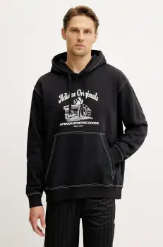 adidas Originals hanorac de bumbac Wabash barbati, culoarea negru, cu gluga, cu imprimeu, JP4483 imagine