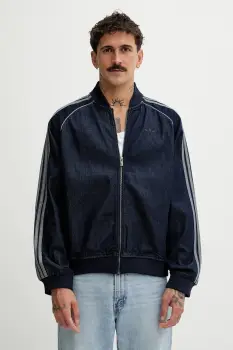 adidas Originals hanorac din denim Adicolor loose SST culoarea bleumarin, uni, JX6461 imagine