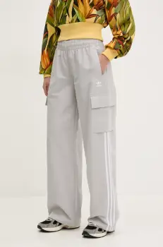 adidas Originals pantaloni 3-Stripes femei, culoarea gri, cu imprimeu, JC8139 imagine