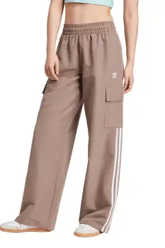 adidas Originals pantaloni Adicolor 3-Stripe Cargo Pants femei, culoarea bej, fason cargo, high waist, JC8138 imagine