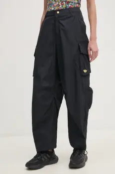adidas Originals pantaloni CARGO PANTS femei, culoarea negru, fason cargo, high waist, JI5727 imagine