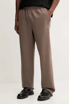 adidas Originals pantaloni de trening din bumbac Ess Wide Pt culoarea maro, uni, JW1046 imagine