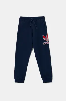adidas Originals pantaloni de trening din bumbac pentru copii culoarea albastru marin, cu imprimeu, JC9142 imagine