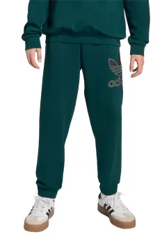 adidas Originals pantaloni de trening din bumbac pentru copii culoarea verde, cu imprimeu, JV8579 imagine
