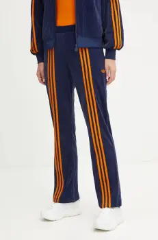adidas Originals pantaloni de trening din velur 70s Velour Track Pant culoarea bleumarin, cu imprimeu, JN8290 imagine