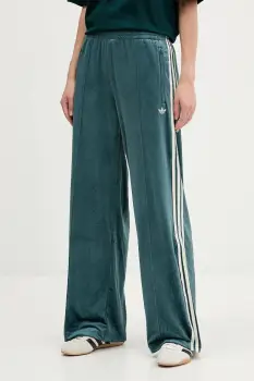 adidas Originals pantaloni de trening din velur Fb Liberty Tp culoarea verde, cu imprimeu, JW5268 imagine
