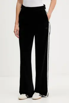 adidas Originals pantaloni de trening din velur Velvet culoarea negru, lat, high waist, KF2304 imagine