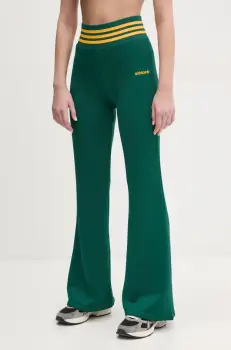 adidas Originals pantaloni de trening FLARED PANTS femei, culoarea verde, cu imprimeu, JC7689 imagine