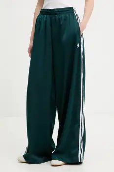 adidas Originals pantaloni de trening Satin Tp Wl culoarea verde, cu imprimeu, JV7511 imagine