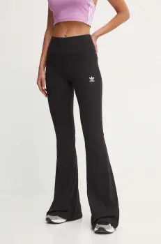 adidas Originals pantaloni femei, culoarea negru, evazati, high waist, IW5727 imagine