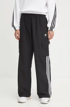 adidas Originals pantaloni femei, culoarea negru, fason cargo, high waist, JF1292 imagine