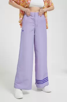 adidas Originals pantaloni femei, culoarea violet, cu imprimeu imagine
