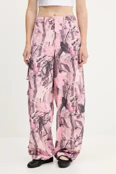 adidas Originals pantaloni Sat Cargo Pants culoarea roz, lat, high waist, KC8809 imagine