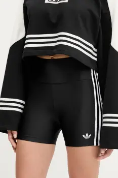adidas Originals pantaloni scurti 3-Stripes culoarea negru, cu imprimeu, high waist, JX5235 imagine