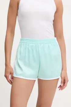 adidas Originals pantaloni scurti 3-Stripes culoarea turcoaz, cu imprimeu, medium waist, JD3123 imagine