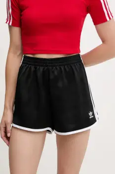 adidas Originals pantaloni scurti 3S SPRINTER culoarea negru, cu imprimeu, high waist, JD3119 imagine