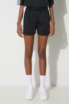 adidas Originals pantaloni scurti Adibreak de dama, culoarea negru, cu aplicatii, talie inalta IU2518 imagine