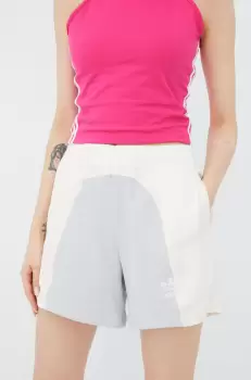adidas Originals pantaloni scurti Adicolor femei, culoarea gri, modelator, high waist imagine