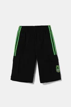 adidas Originals pantaloni scurti copii MINECRAFT culoarea negru, cu imprimeu, talie reglabila, KD9832 imagine