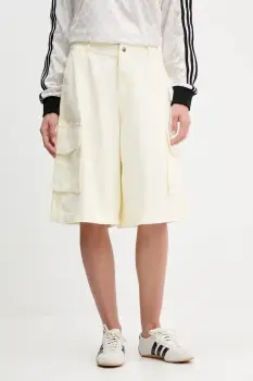 adidas Originals pantaloni scurti din bumbac Cargo Jorts culoarea bej, neted, high waist, JD0138 imagine