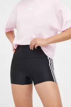 adidas Originals pantaloni scurti femei, culoarea negru, cu imprimeu, high waist imagine