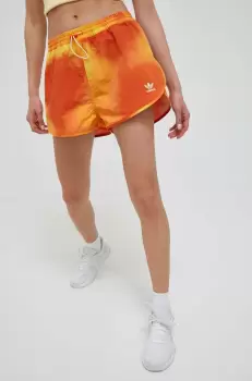 adidas Originals pantaloni scurti femei, culoarea portocaliu, modelator, high waist imagine