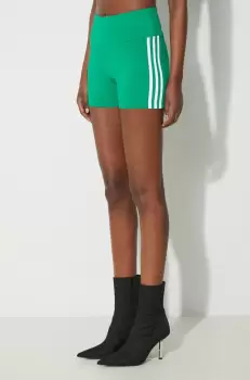 adidas Originals pantaloni scurti femei, culoarea verde, cu imprimeu, high waist imagine