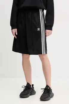 adidas Originals pantaloni scurti Firebird femei, culoarea negru, cu imprimeu, high waist, JD0286 imagine