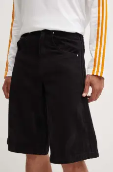 adidas Originals pantaloni scurti jeans barbati, culoarea negru, IS0217 imagine