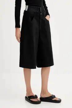 adidas Originals pantaloni scurti jeans Fb Utility Jort culoarea negru, cu imprimeu, high waist, JX7592 imagine