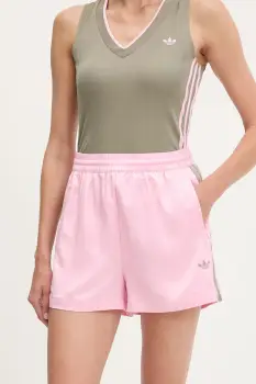 adidas Originals pantaloni scurti Shorts culoarea roz, cu imprimeu, high waist, KD2282 imagine