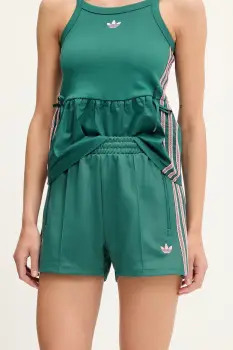 adidas Originals pantaloni scurti Shorts culoarea turcoaz, cu imprimeu, high waist, KC0682 imagine