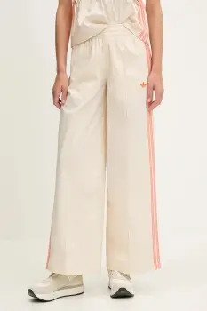 adidas Originals pantaloni Wideleg Pant culoarea bej, drept, high waist, KC0675 imagine