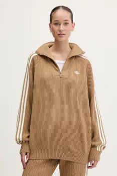 adidas Originals pulover Funnel culoarea verde, cu turtleneck, KS7787 imagine