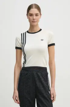 adidas Originals pulover KNITTED 3S TEE femei, culoarea bej, light, JJ0961 imagine