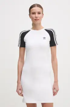 adidas Originals rochie 3S RAGLAN DRESS culoarea alb, mini, mulata, JD0837 imagine