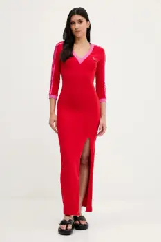 adidas Originals rochie Maxi Dress V culoarea rosu, maxi, mulata, JW3668 imagine