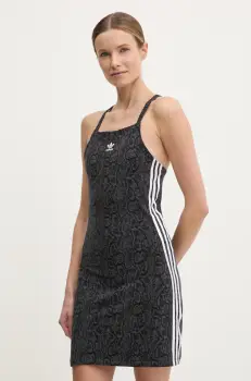 adidas Originals rochie SNAKE 3 S DRESS culoarea gri, midi, mulata, JN7292 imagine