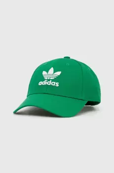 adidas Originals sapca de baseball din bumbac culoarea verde, cu imprimeu imagine