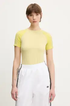 adidas Originals tricou 3-Stripes culoarea galben, JC6679 imagine