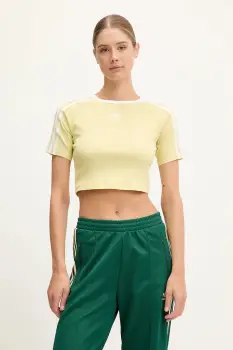 adidas Originals tricou 3-Stripes culoarea galben, JD0307 imagine