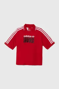 adidas Originals tricou copii FOOTBALL TEE culoarea rosu, cu imprimeu, IZ4631 imagine