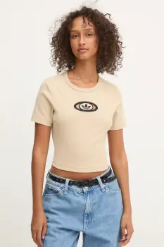 adidas Originals tricou Cut Out Rib Tee culoarea bej, cu spate descoperit, KC8803 imagine